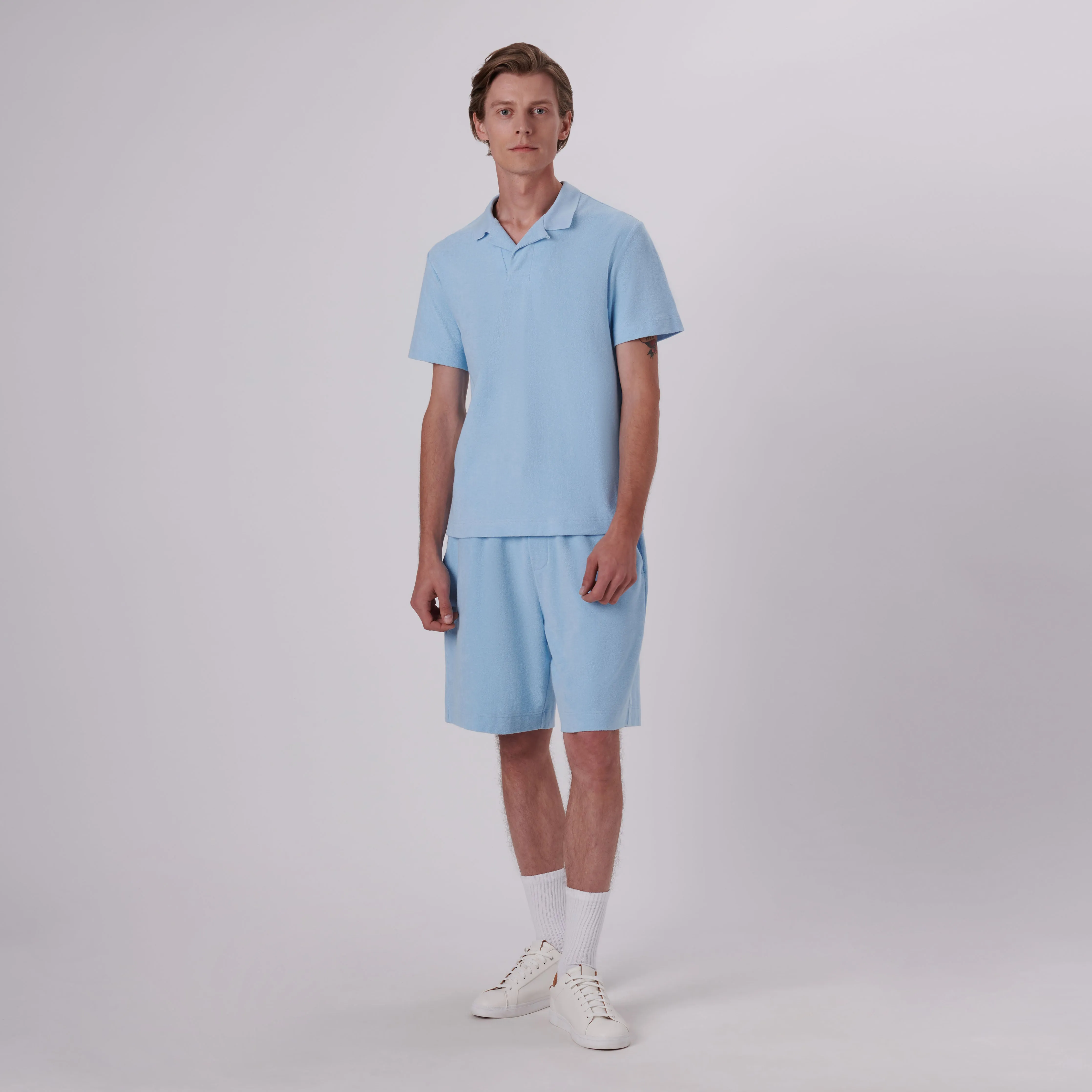 Towelling French Terry Johnny Collar Polo