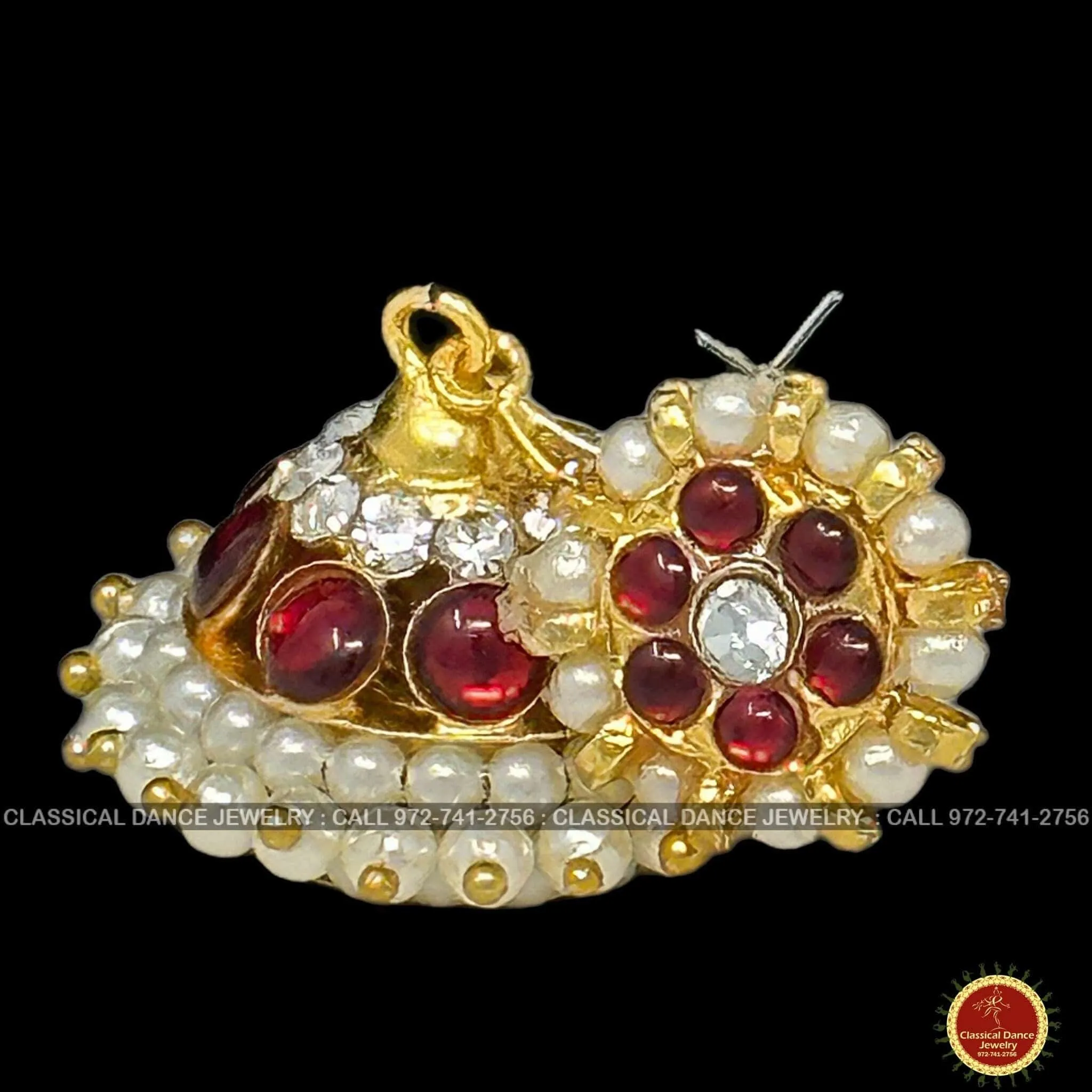 Traditional Kempu Chain Necklace Haram Pearls Temple Indian Jewelry | Bharatnatyam Kuchipudi Engagement Weddings | Classical Dance Jewelry