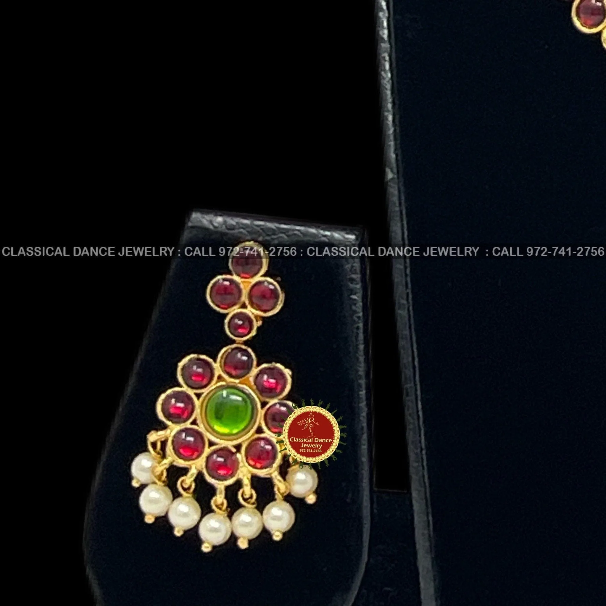 Traditional Simple Kempu Addiga necklace Pearls Temple Indian Jewelry | Bharatnatyam Kuchipudi Engagement Weddings | Classical Dance Jewelry