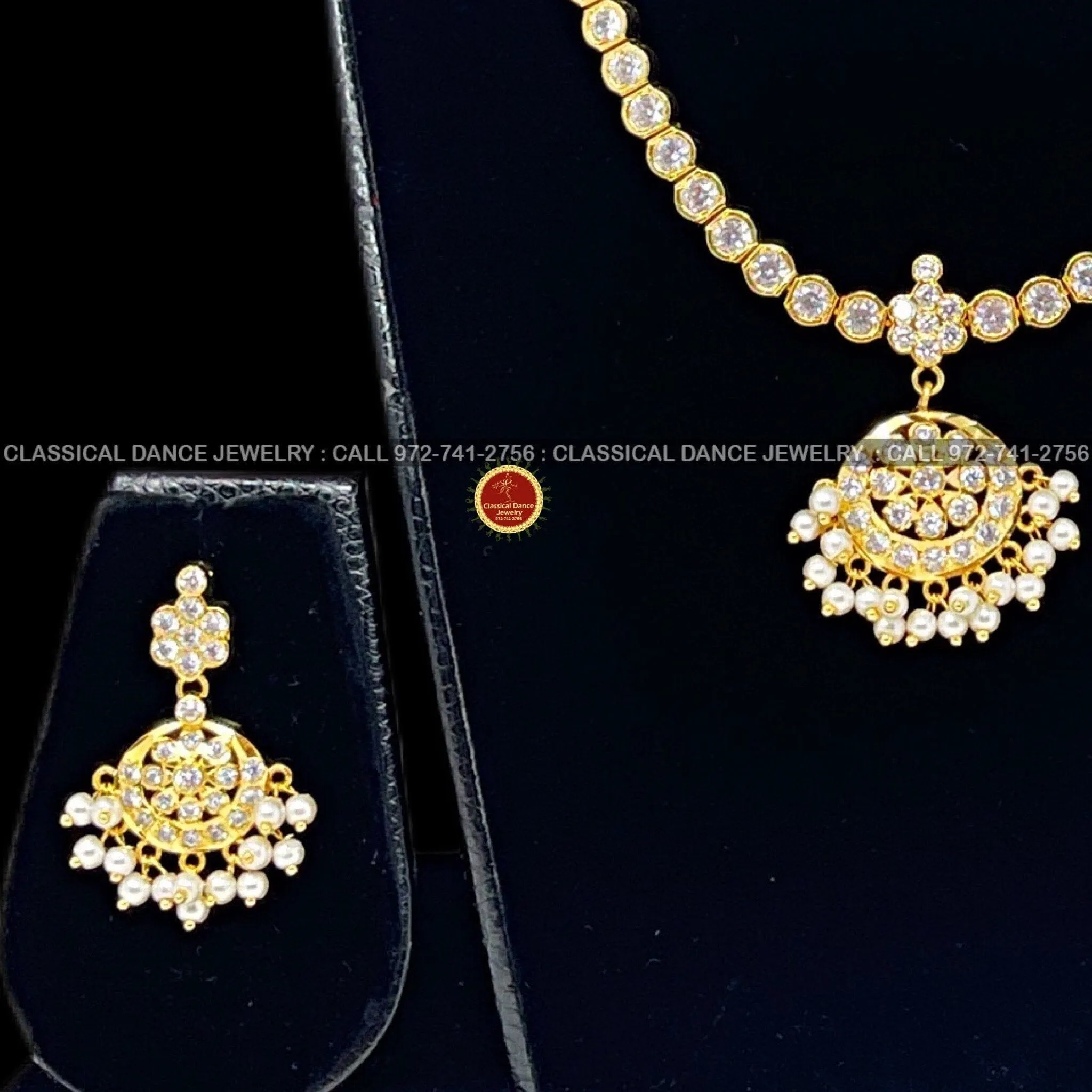 Traditional Simple WHITE STONE Addiga necklace Pearls Temple Indian Jewelry | Bharatnatyam Kuchipudi Weddings | Classical Dance Jewelry