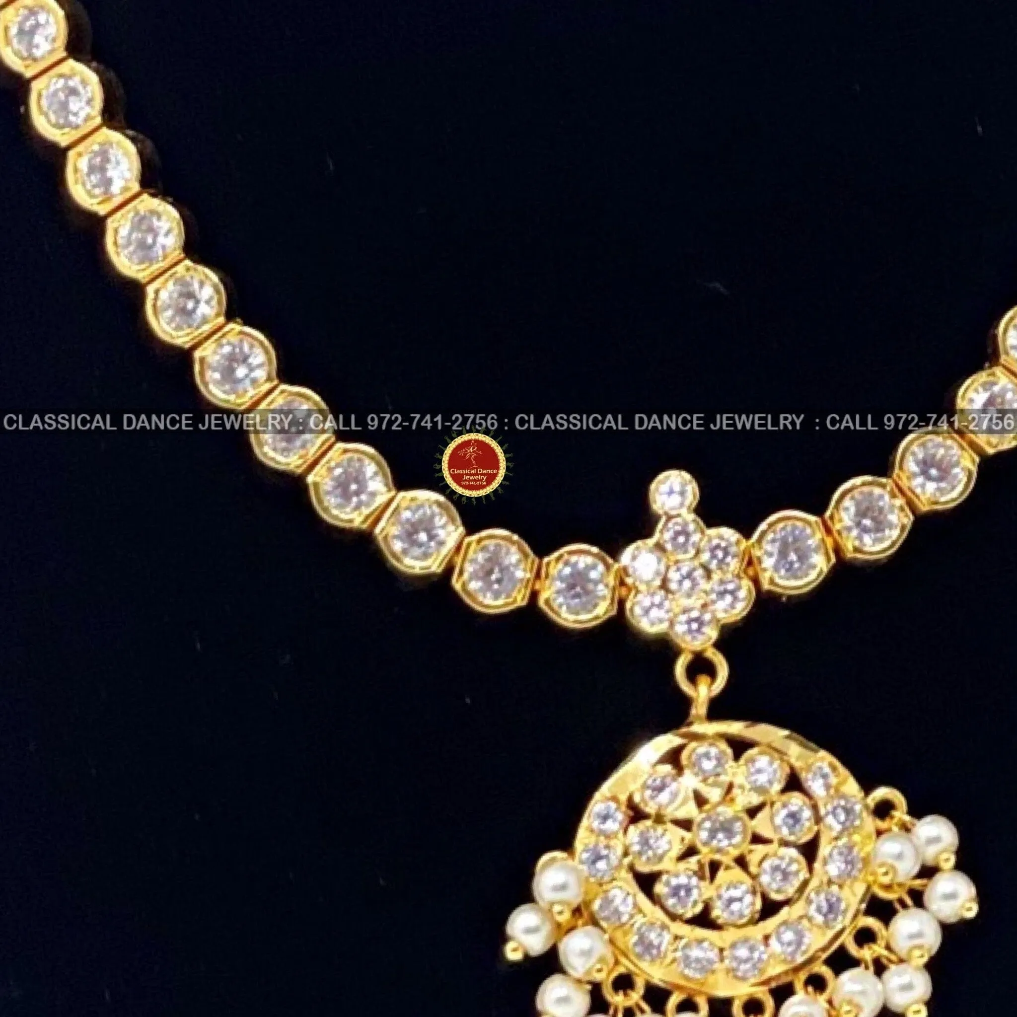 Traditional Simple WHITE STONE Addiga necklace Pearls Temple Indian Jewelry | Bharatnatyam Kuchipudi Weddings | Classical Dance Jewelry