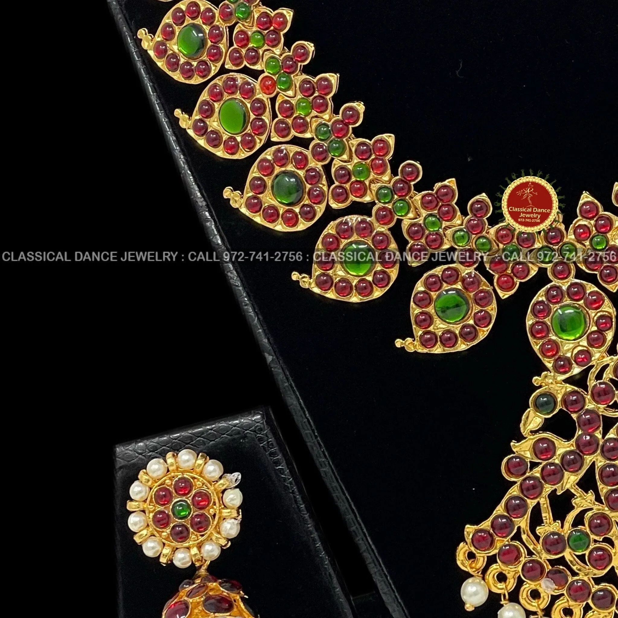 Traditional Temple Kempu Heavy Mangomala Indian Jewelry | Bharatnatyam Kuchipudi Parties Engagement Weddings | Classical Dance Jewelry