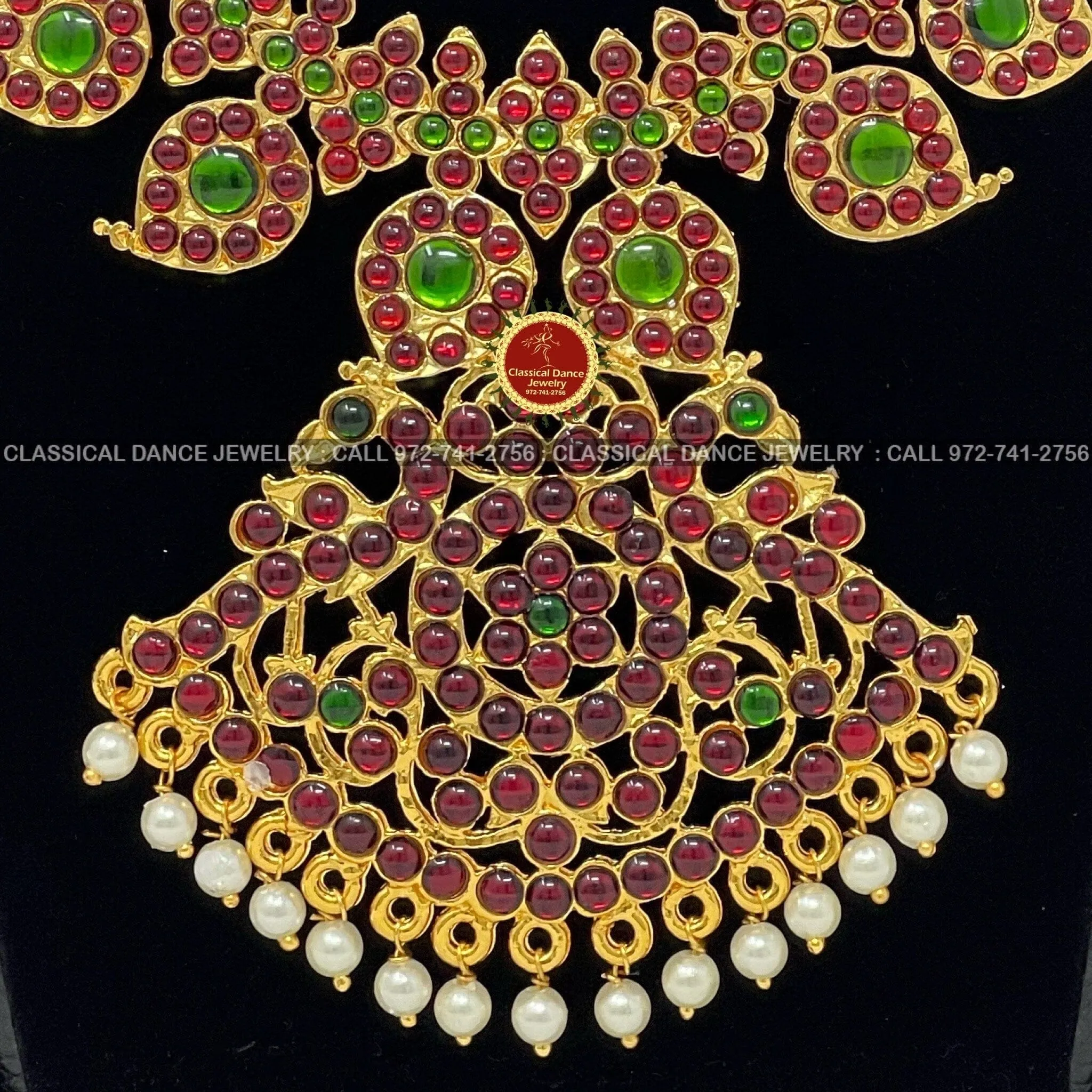 Traditional Temple Kempu Heavy Mangomala Indian Jewelry | Bharatnatyam Kuchipudi Parties Engagement Weddings | Classical Dance Jewelry