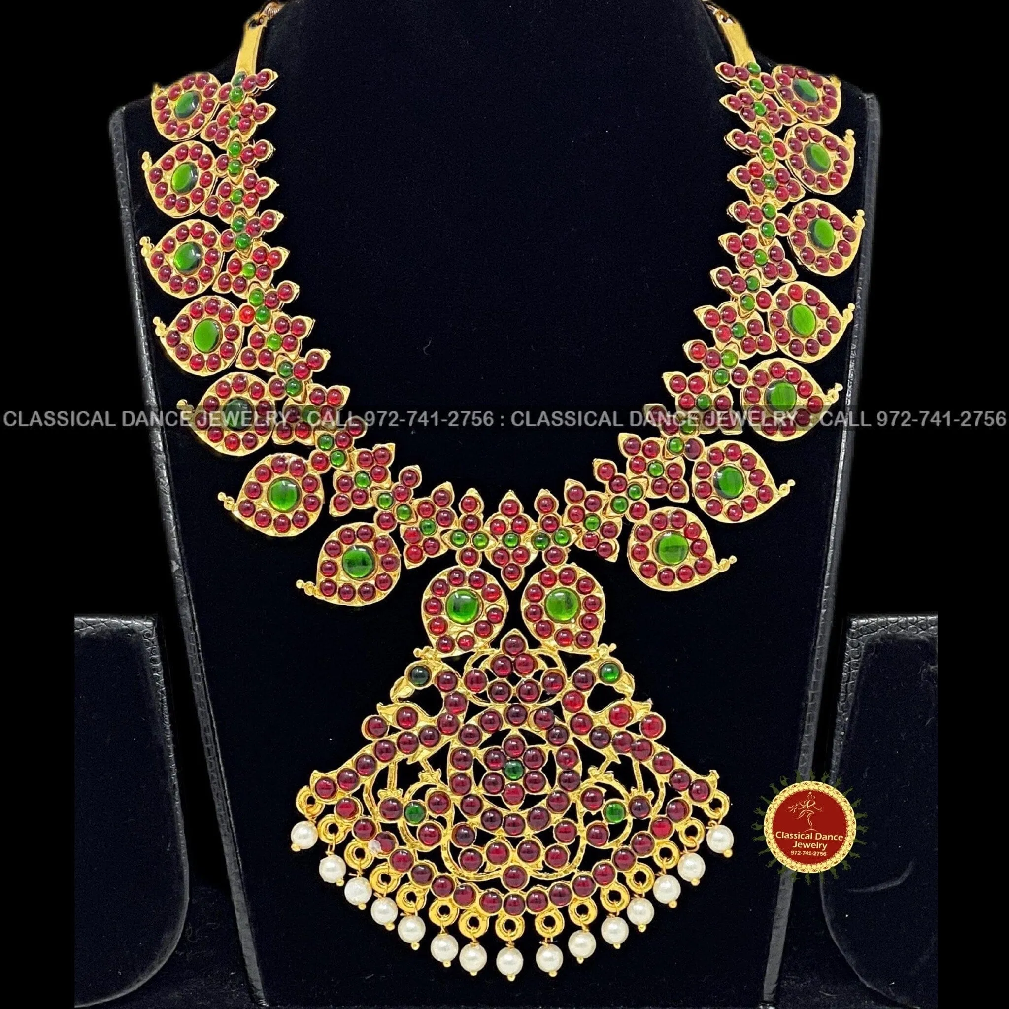 Traditional Temple Kempu Heavy Mangomala Indian Jewelry | Bharatnatyam Kuchipudi Parties Engagement Weddings | Classical Dance Jewelry