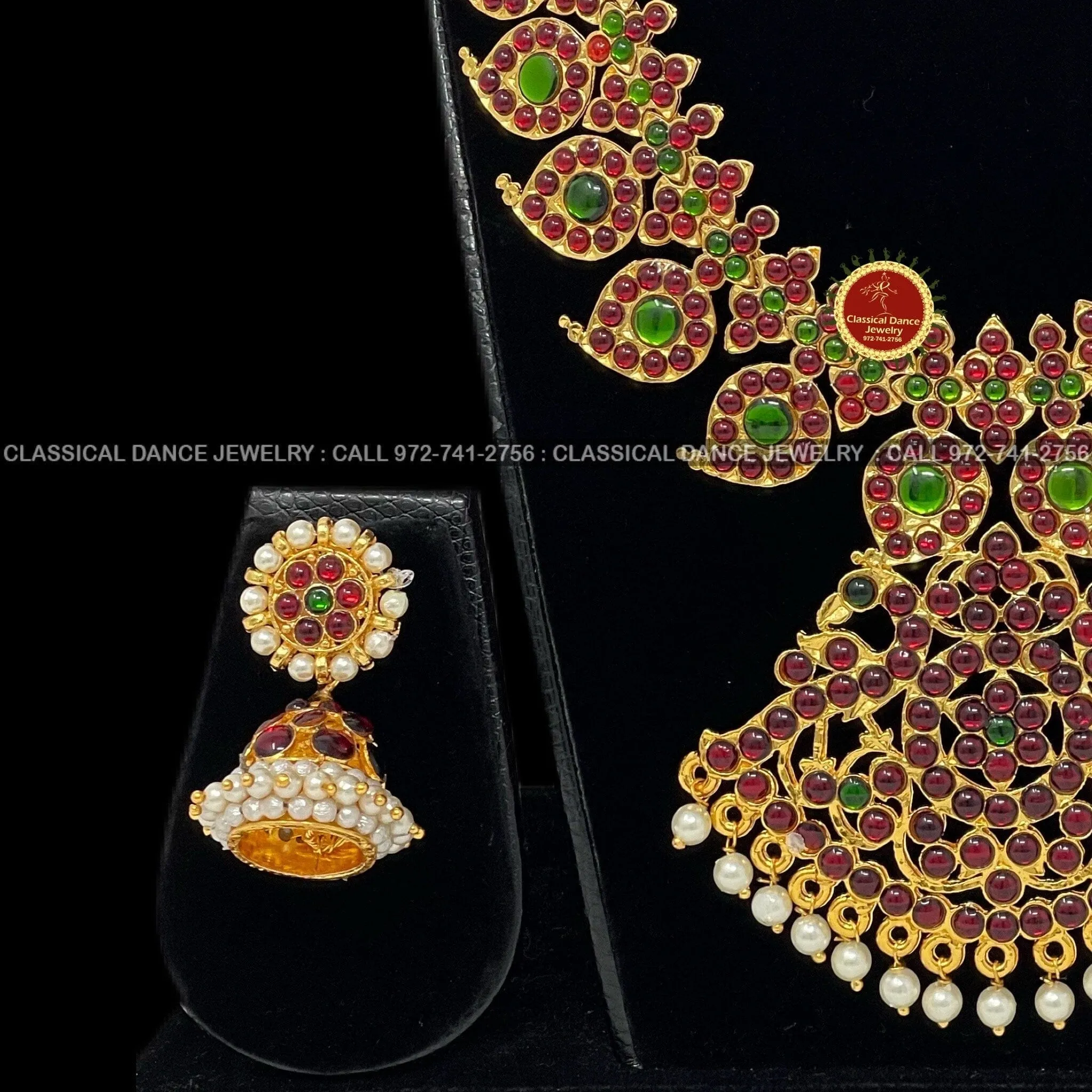 Traditional Temple Kempu Heavy Mangomala Indian Jewelry | Bharatnatyam Kuchipudi Parties Engagement Weddings | Classical Dance Jewelry