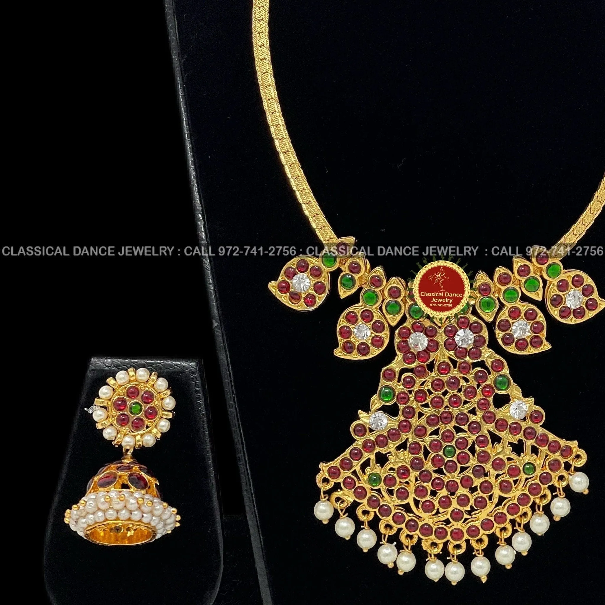 Traditional Temple Kempu Naan Patti Mango Indian Jewelry | Bharatnatyam Kuchipudi Parties Engagement Weddings | Classical Dance Jewelry