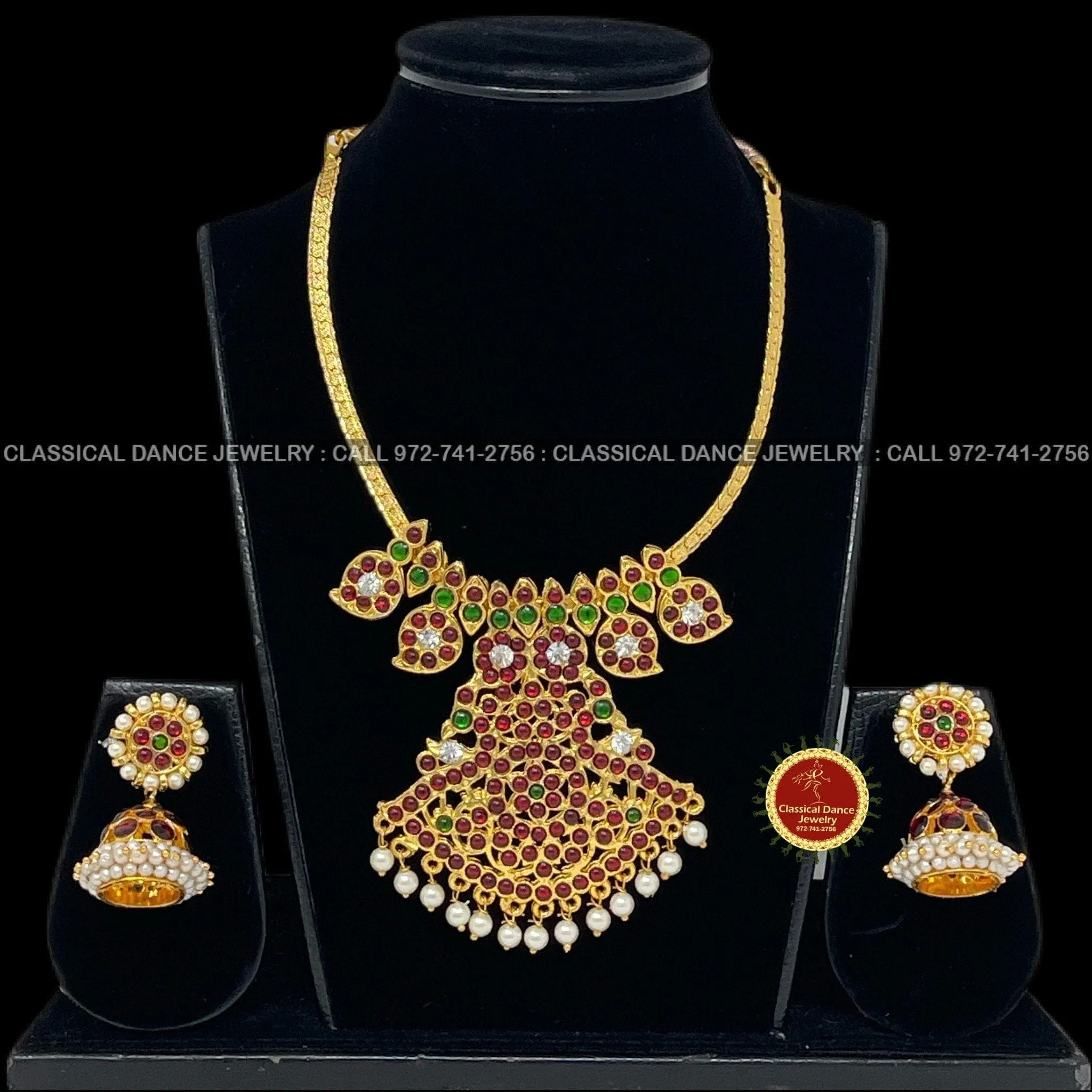 Traditional Temple Kempu Naan Patti Mango Indian Jewelry | Bharatnatyam Kuchipudi Parties Engagement Weddings | Classical Dance Jewelry