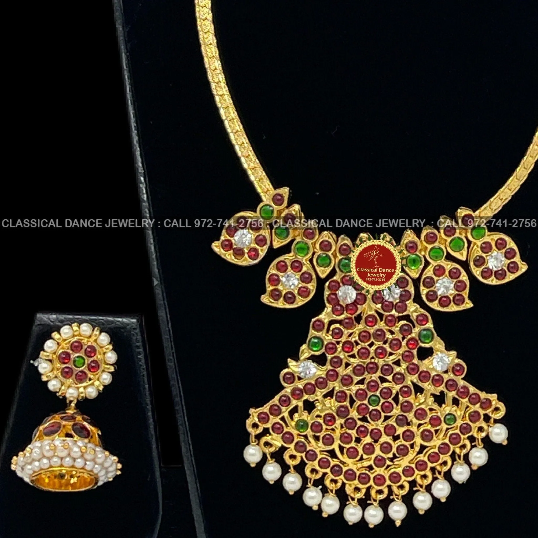 Traditional Temple Kempu Naan Patti Mango Indian Jewelry | Bharatnatyam Kuchipudi Parties Engagement Weddings | Classical Dance Jewelry