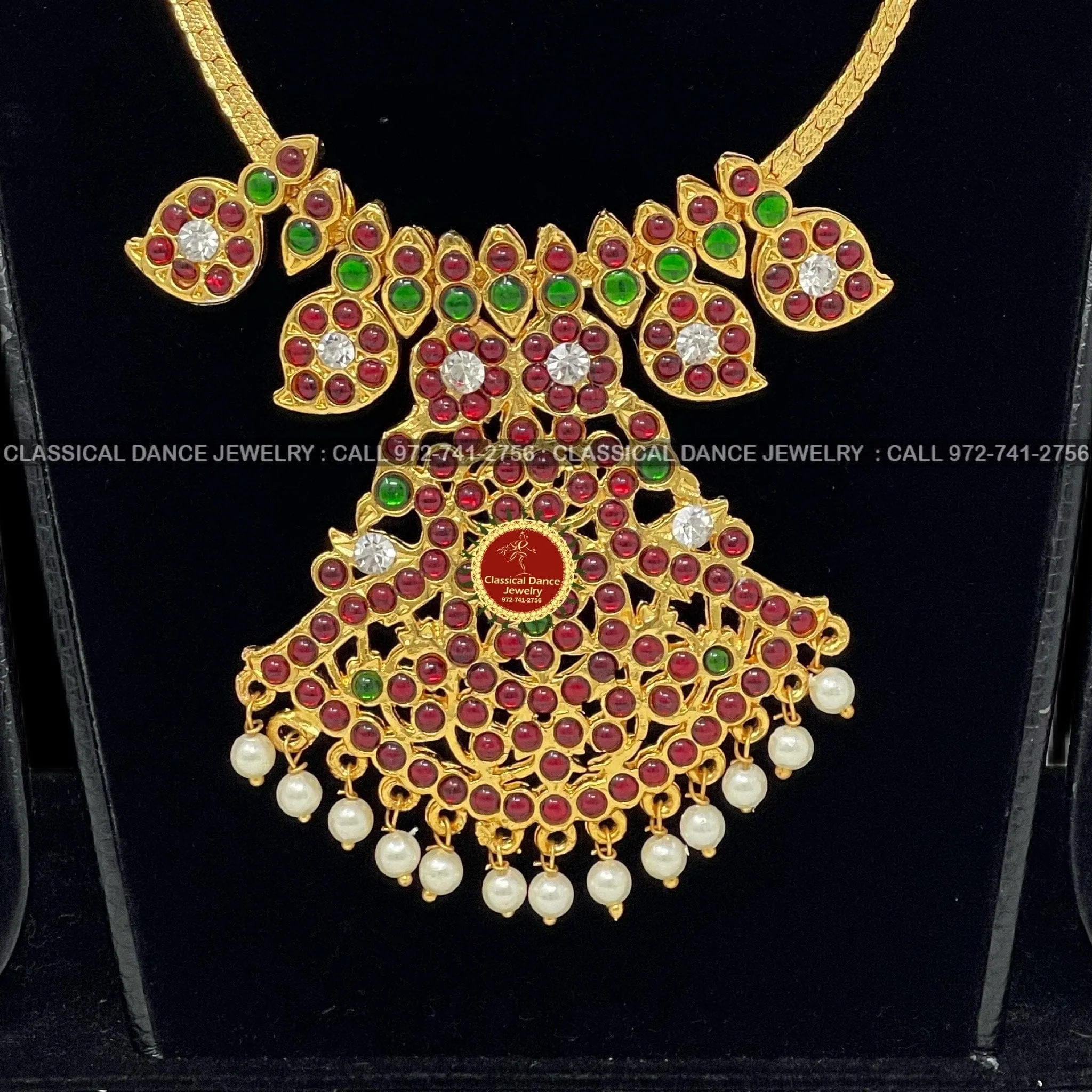 Traditional Temple Kempu Naan Patti Mango Indian Jewelry | Bharatnatyam Kuchipudi Parties Engagement Weddings | Classical Dance Jewelry