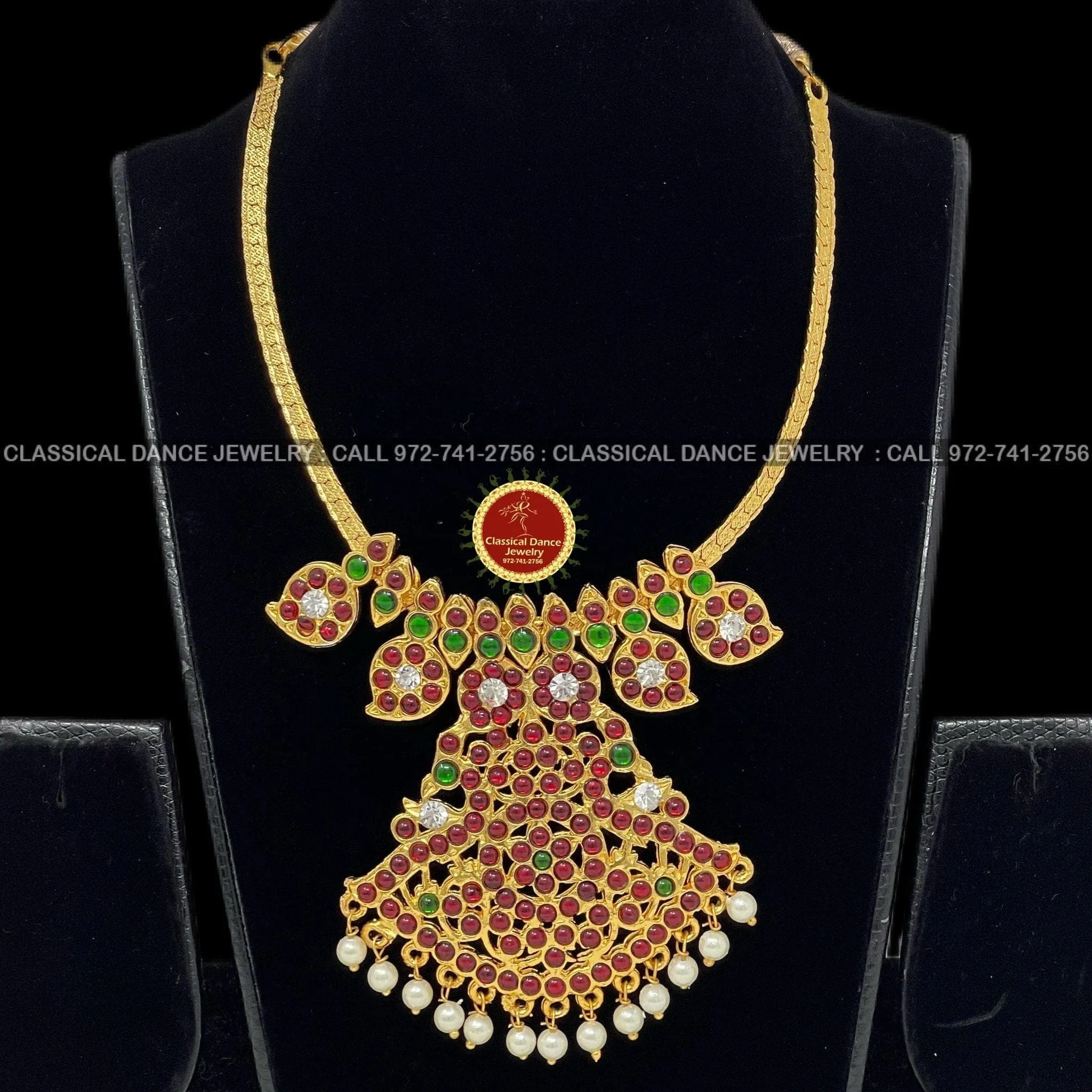 Traditional Temple Kempu Naan Patti Mango Indian Jewelry | Bharatnatyam Kuchipudi Parties Engagement Weddings | Classical Dance Jewelry