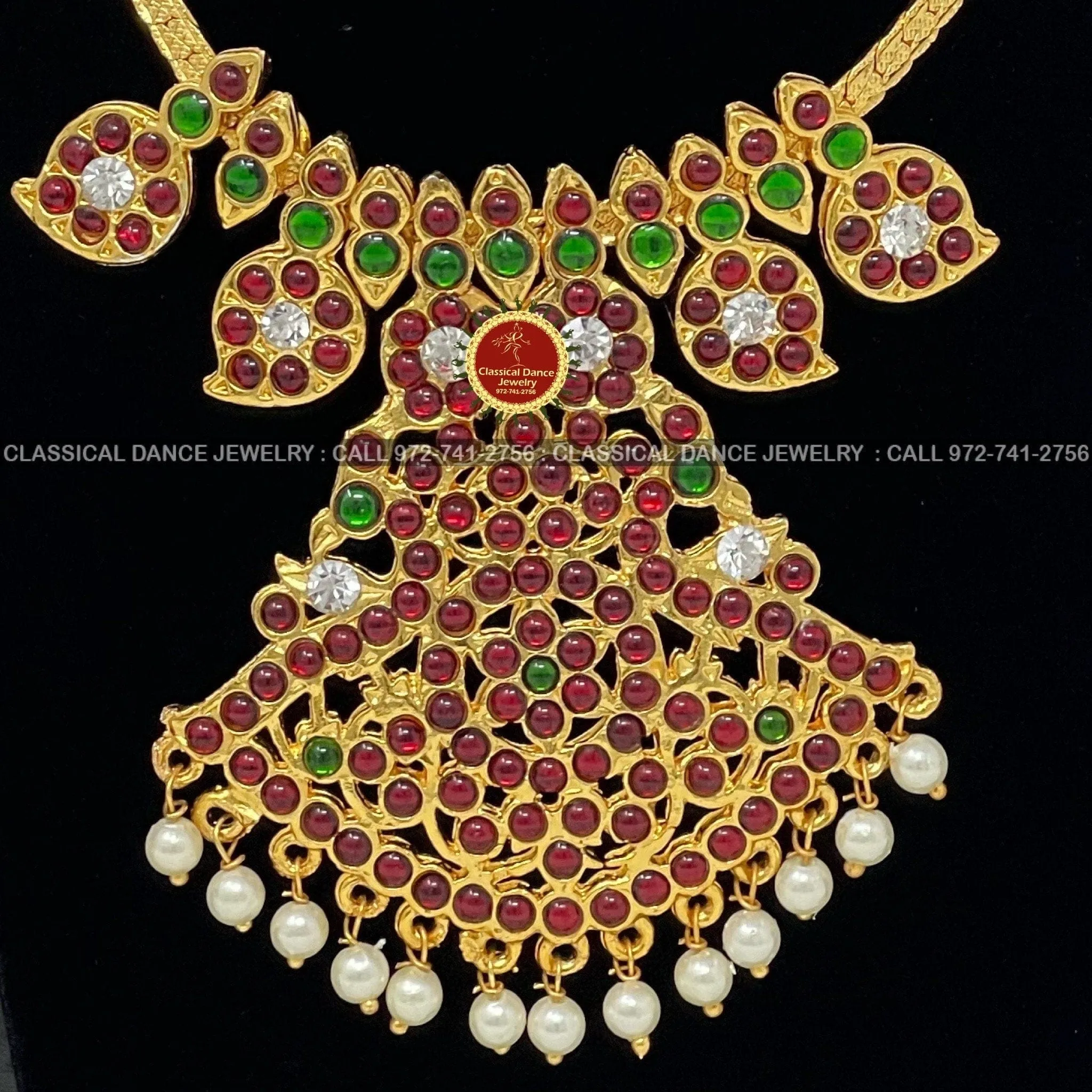 Traditional Temple Kempu Naan Patti Mango Indian Jewelry | Bharatnatyam Kuchipudi Parties Engagement Weddings | Classical Dance Jewelry