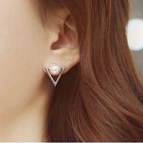 Triangle Pearl Earrings