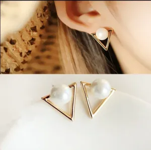 Triangle Pearl Earrings