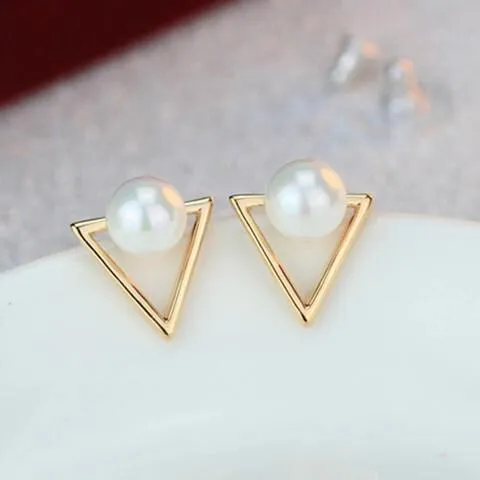 Triangle Pearl Earrings