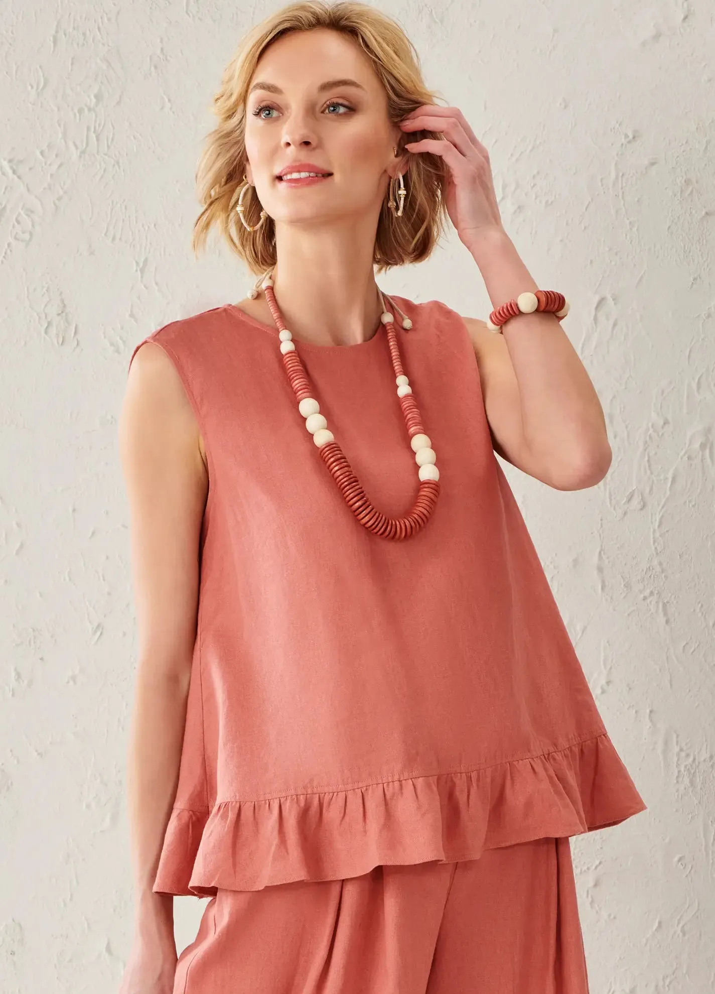 Tulip Ruffle Linen Tank