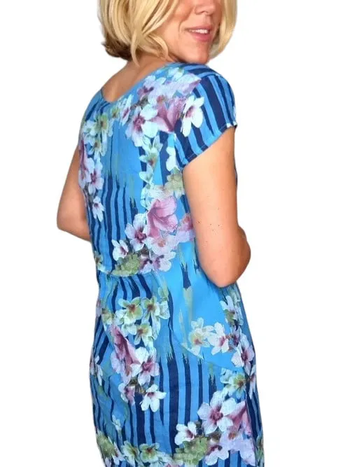 Turquoises Paint Stripe Kennedy Dress