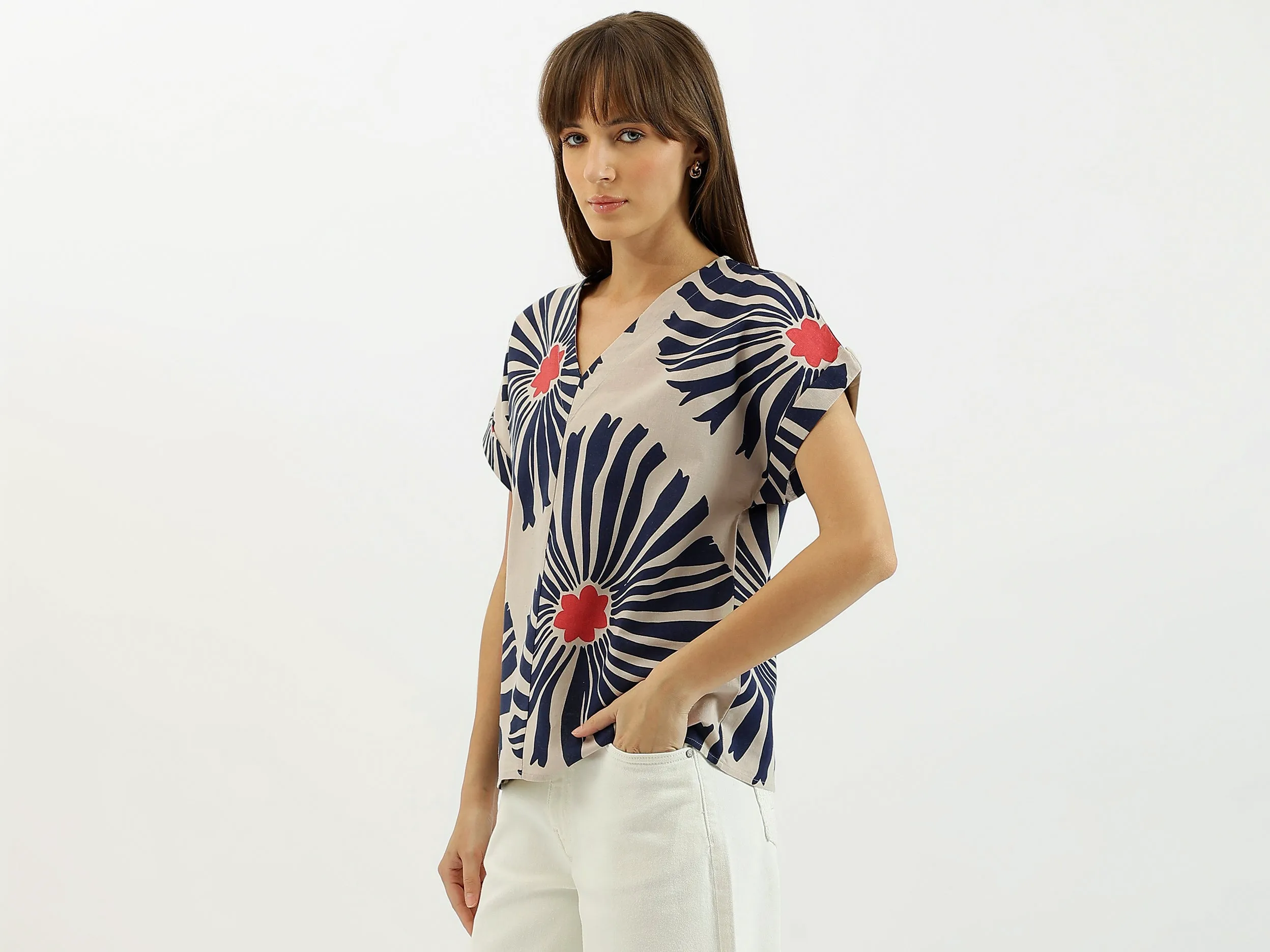 V-Neck Printed Regular Top