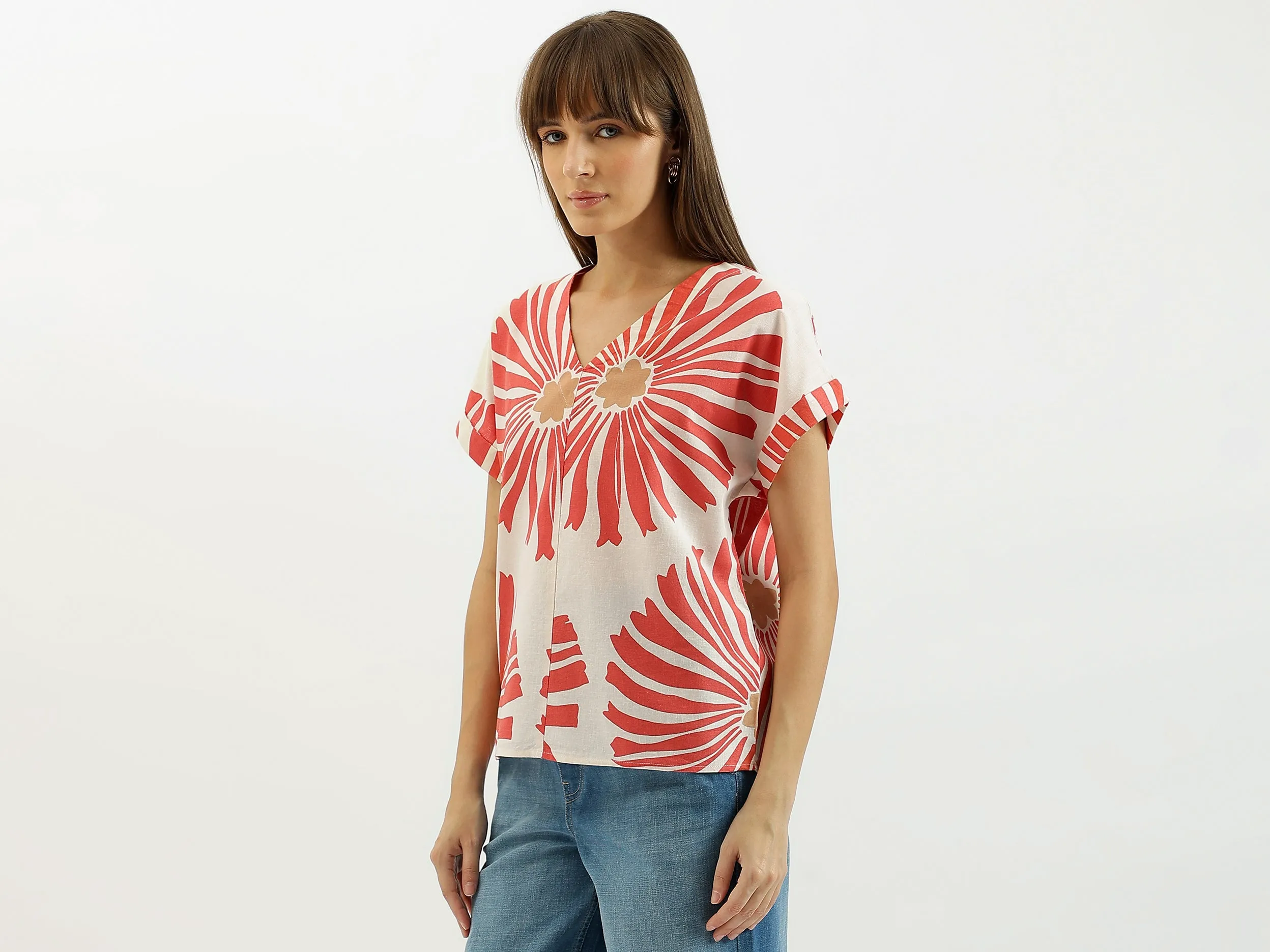 V-Neck Printed Regular Top