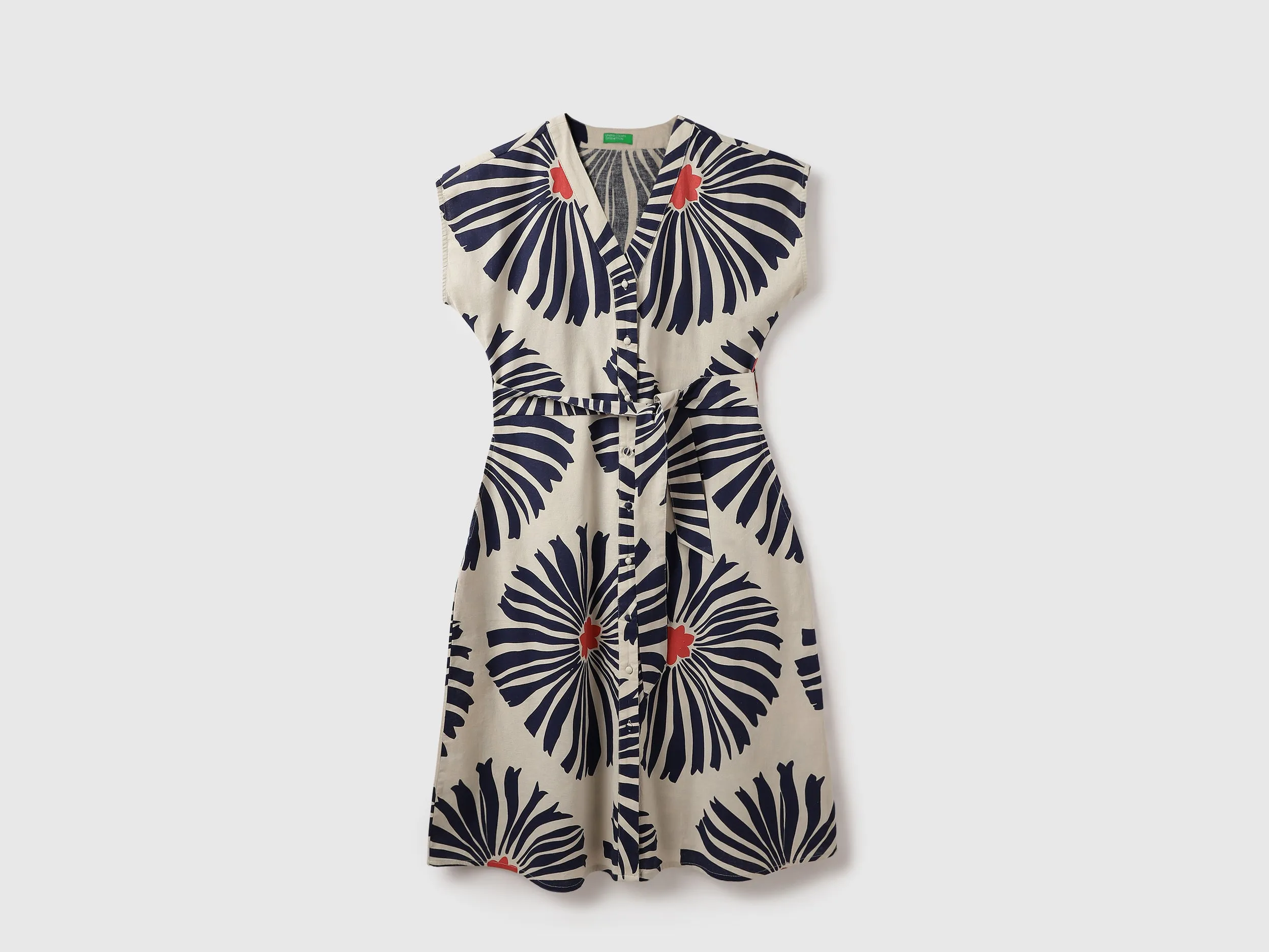V-Neck Printed Shirt Dress