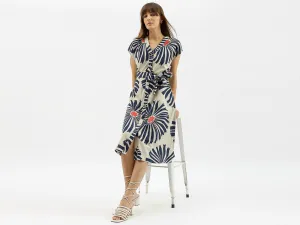 V-Neck Printed Shirt Dress