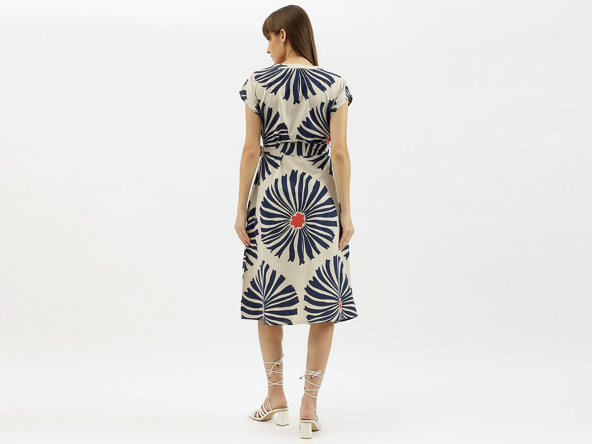V-Neck Printed Shirt Dress