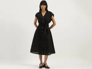 V-neck Solid Sheath Dress