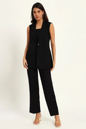 Versatile Linen Trio Jacket Co-ord Set,  Black