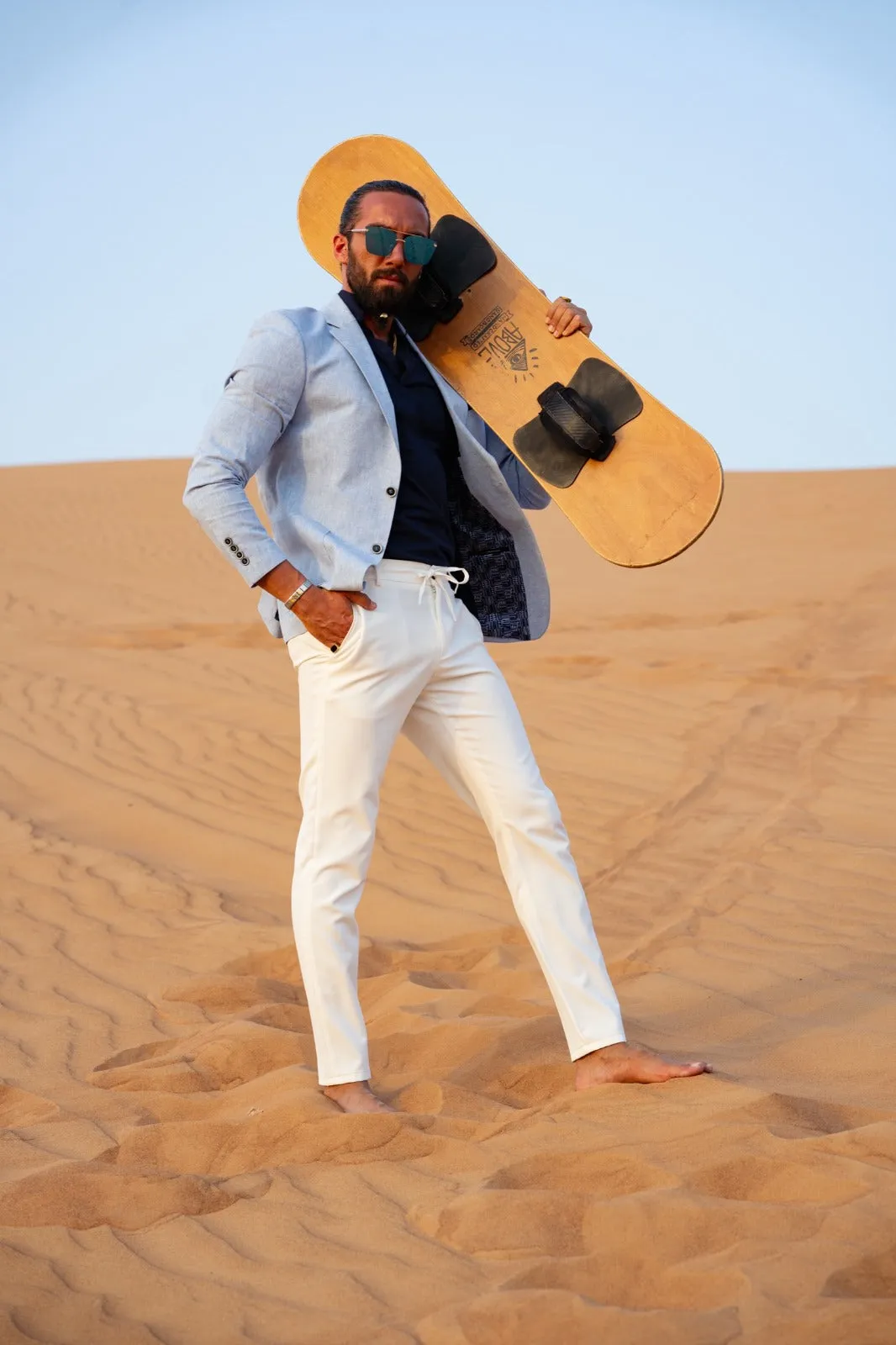 Vespo Blue Slim Fit Linen Blazer - Tailored Elegance for Every Occasion
