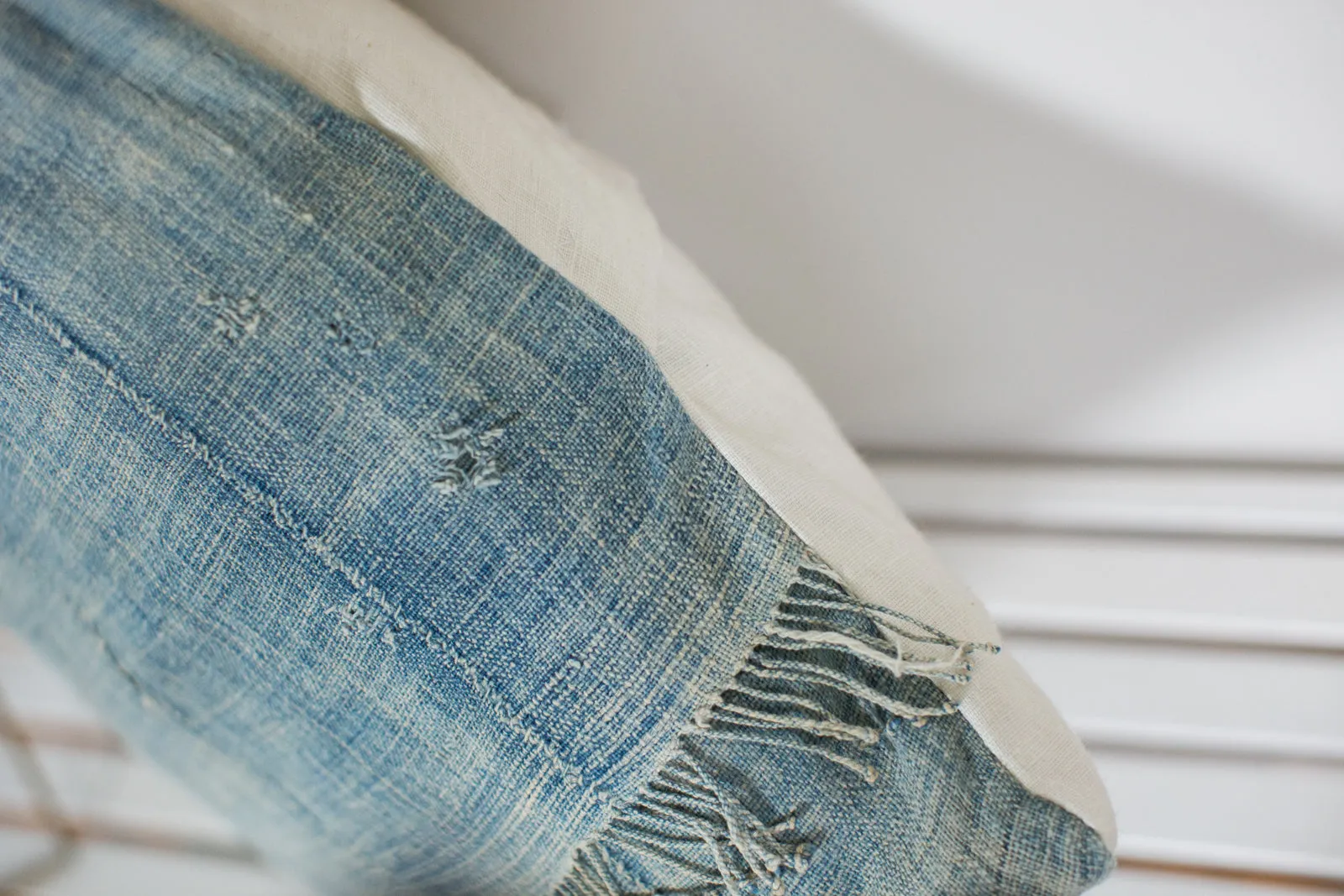 Vintage Light Blue Indigo Pillow