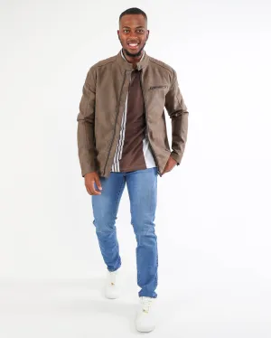 Washed PU Biker Jacket