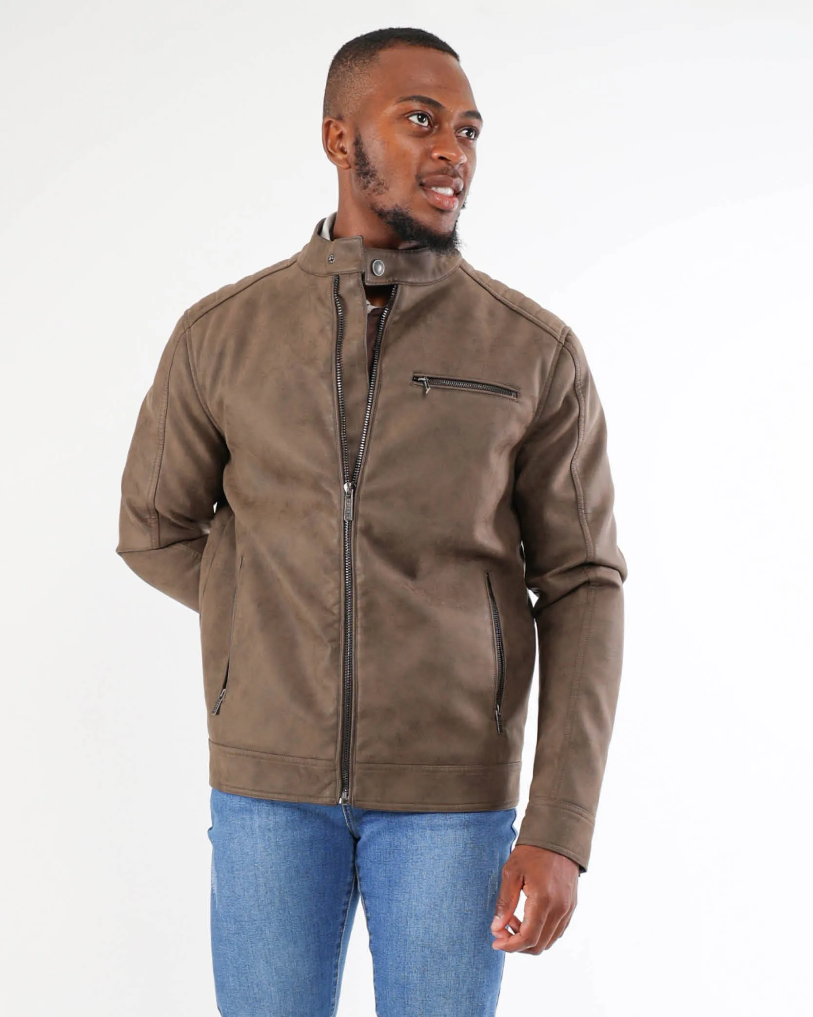 Washed PU Biker Jacket