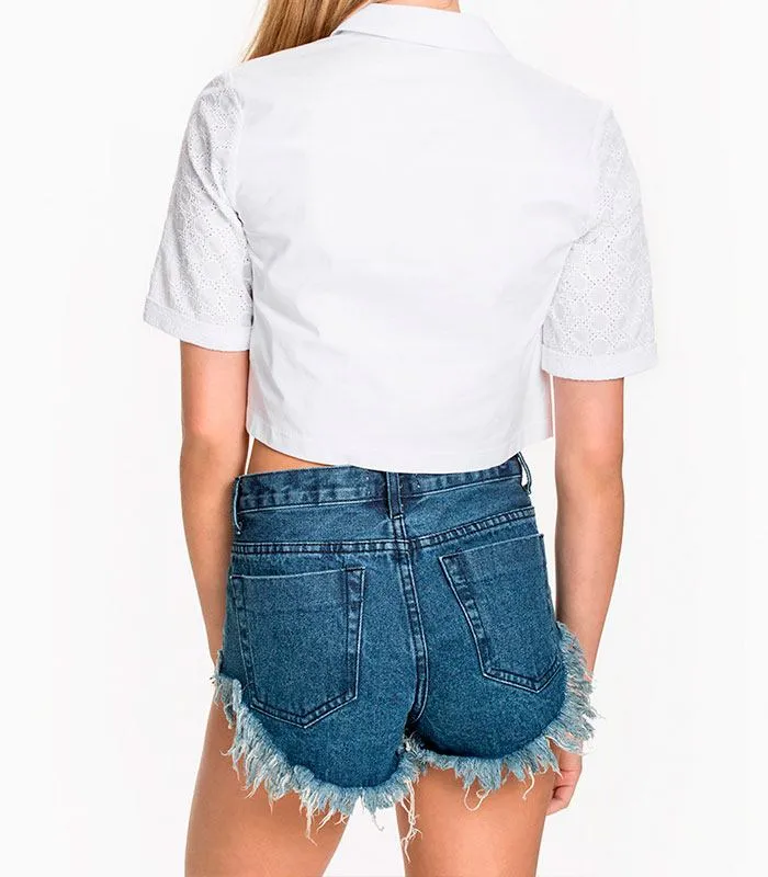 Whirt with Lace Inserts