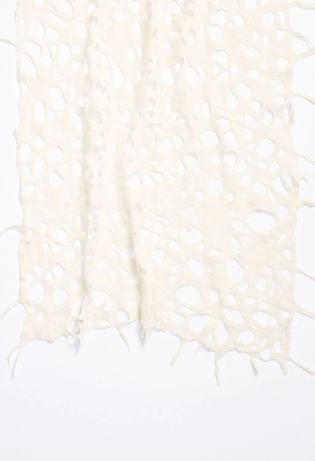 White Felt Lace with Silk Inlays