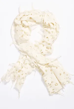 White Felt Lace with Silk Inlays