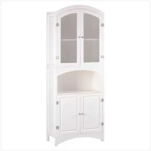 White Linen Cabinet with Silver Finished Magnetic Hardware 100335014 Free Shipping