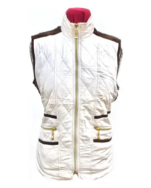 Women Quilted Fur-lined Zipped Bodywarmer - White