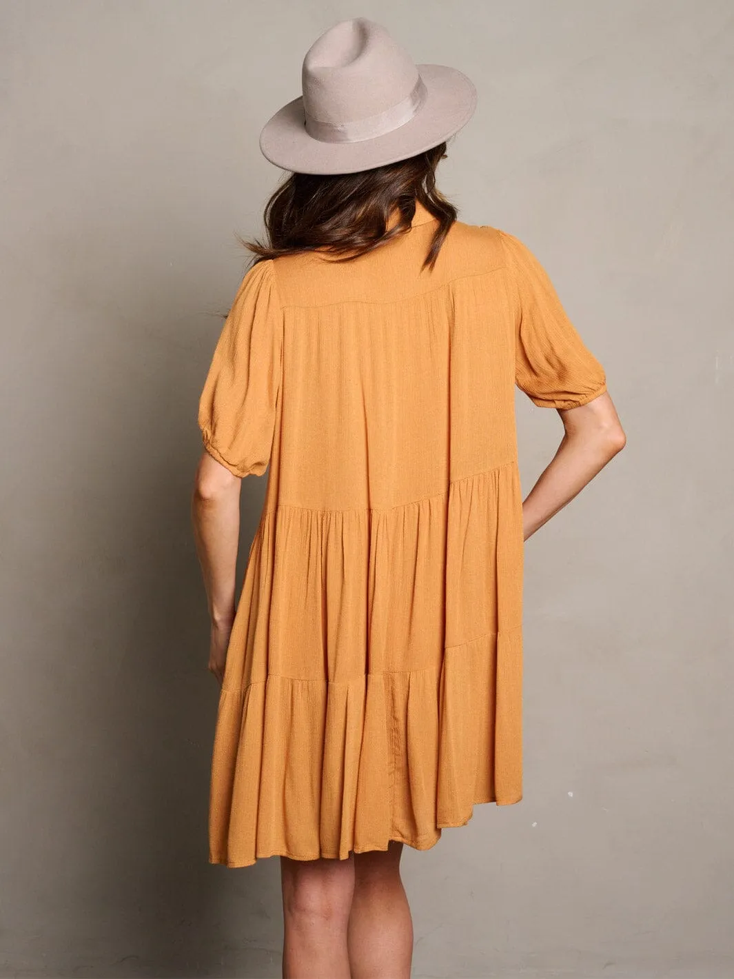 WOMEN'S SHORT SLEEVE BUTTON UP POCKETS TUNIC MINI DRESS