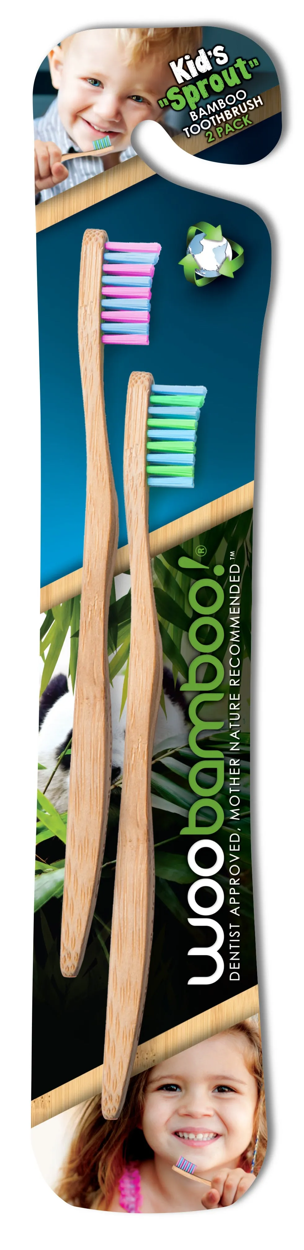 Woobamboo Kid's Sprout Bamboo Toothbrush (2 pack)