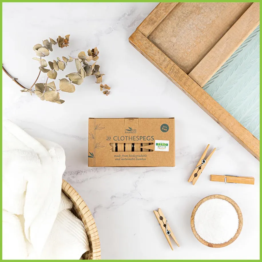 Wooden Clothes Pegs - 20 Pack - Go Bamboo