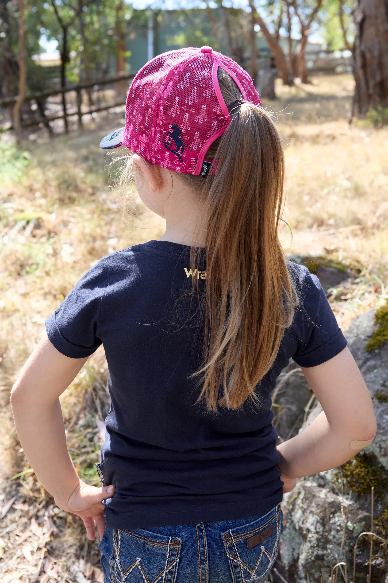 Wrangler Kids Luna High Profile Ponytail Cap Pink & Navy
