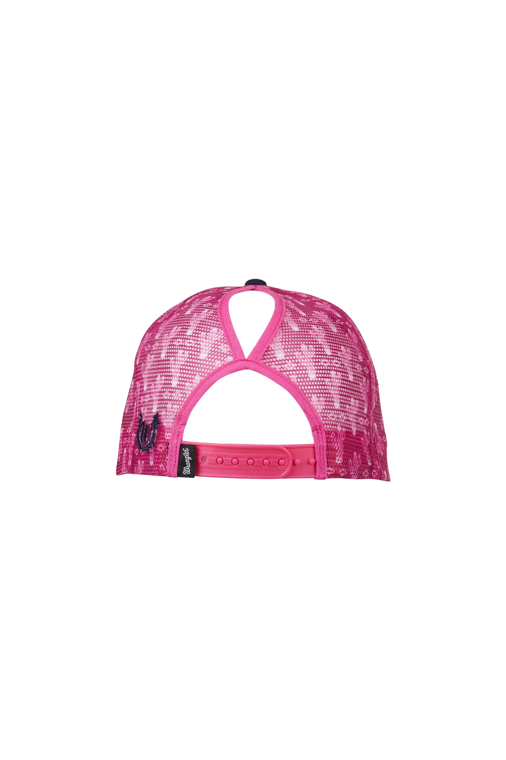 Wrangler Ladies Elsa High Profile Ponytail Trucker Cap Navy & Pink