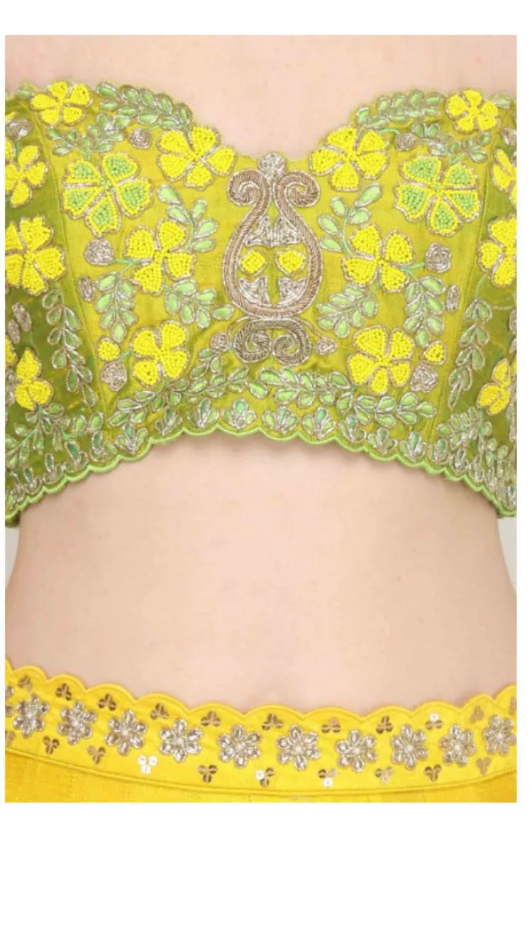 Yellow Lehenga with Lemon Green dupatta