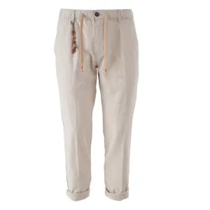 Yes Zee Beige Linen Men Trouser