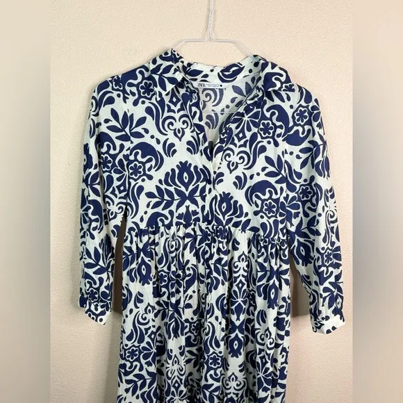 ZARA Cotton Printed Midi Dress size XS