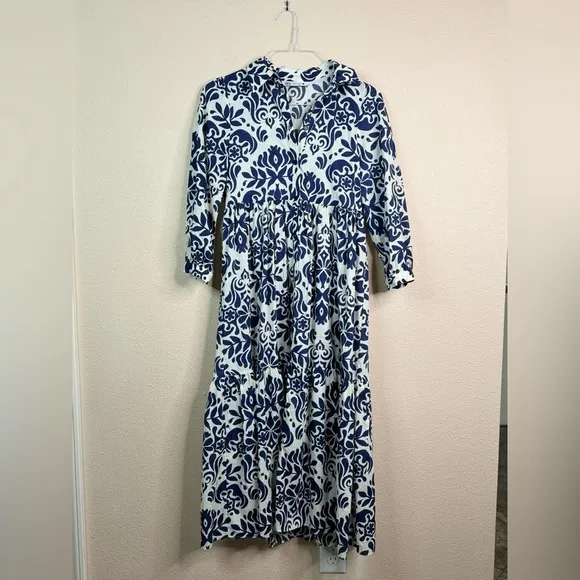 ZARA Cotton Printed Midi Dress size XS