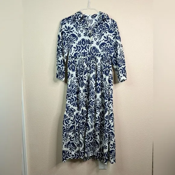 ZARA Cotton Printed Midi Dress size XS