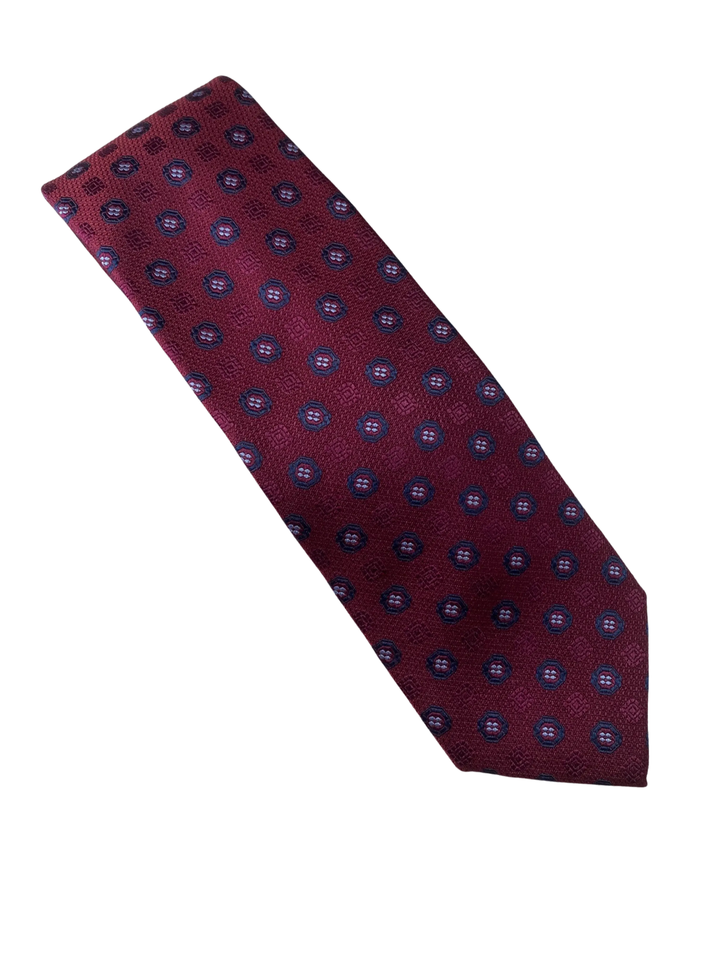 Zianetti XLong Burgundy/Blue Circle Silk Tie