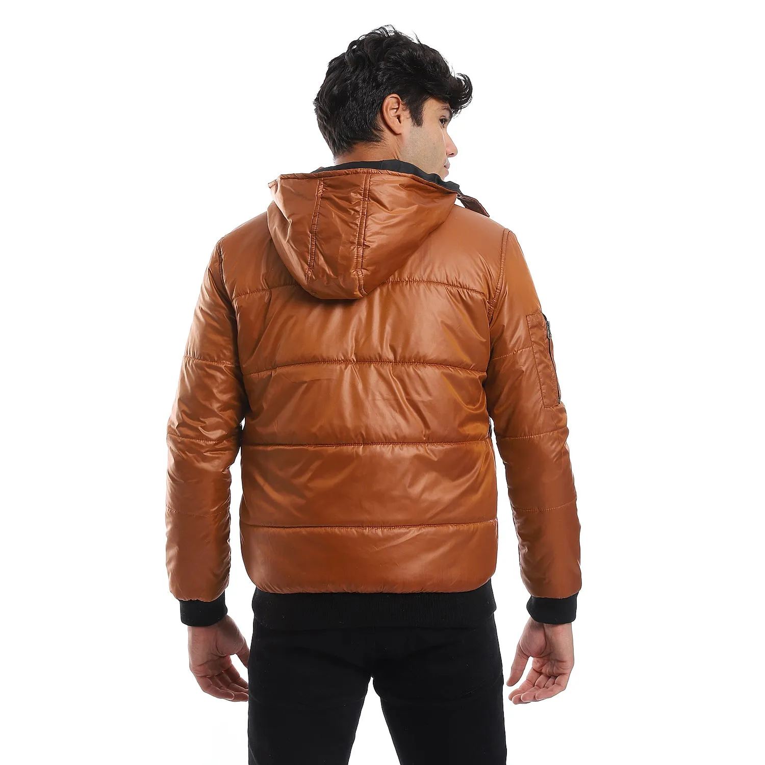 zipper_closure_double_face_printed_-_waterproof_jacket_-_cramel_brown_-_black