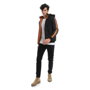 zipper_closure_double_face_printed_-_waterproof_jacket_-_cramel_brown_-_black