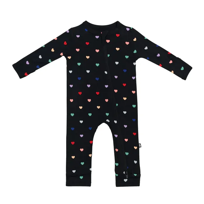Zippered Romper in Midnight Rainbow Heart